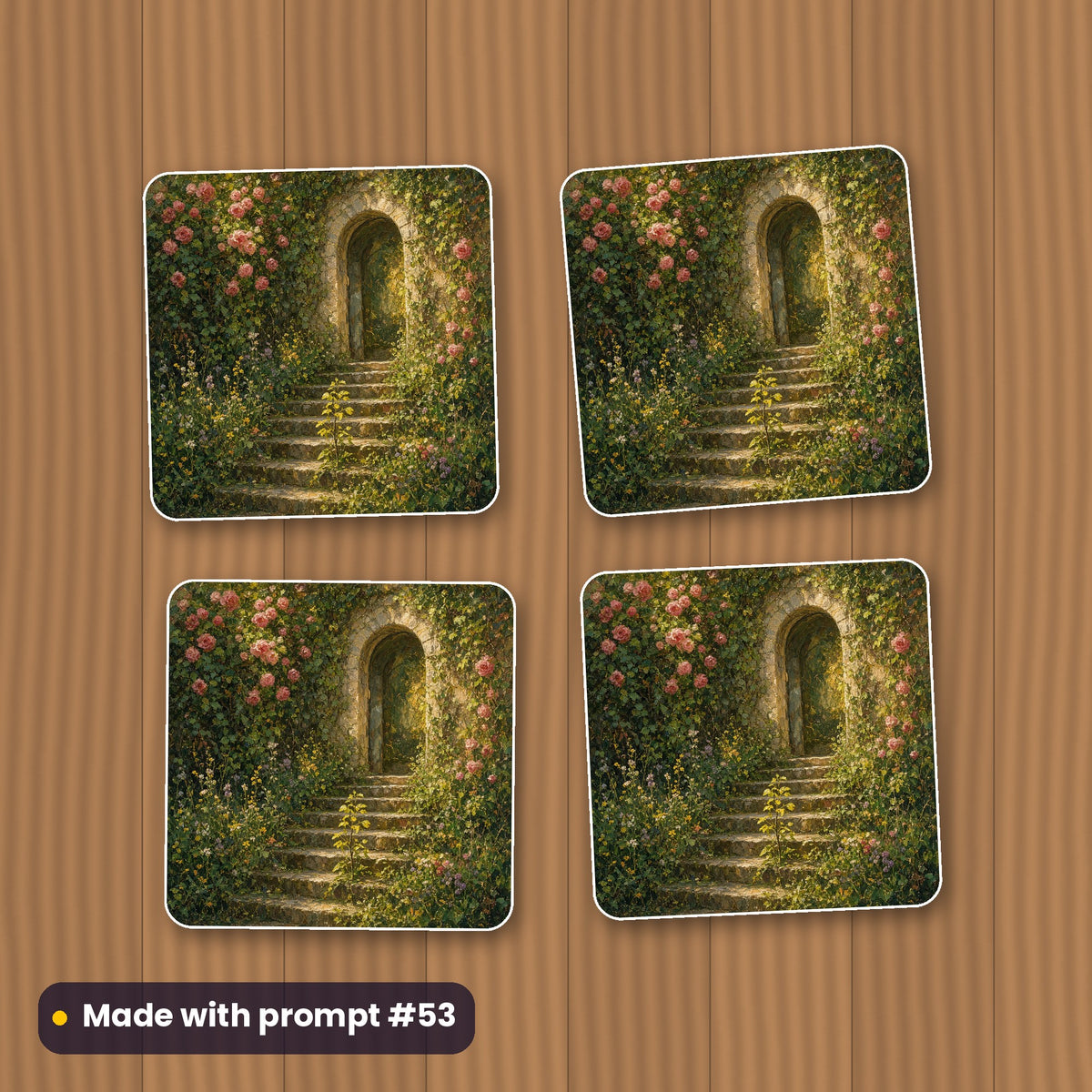 Self-Help and Personal Development, Painterly & Handmade Collection: flat mockup of a set of four coasters, artwork made with prompt #53