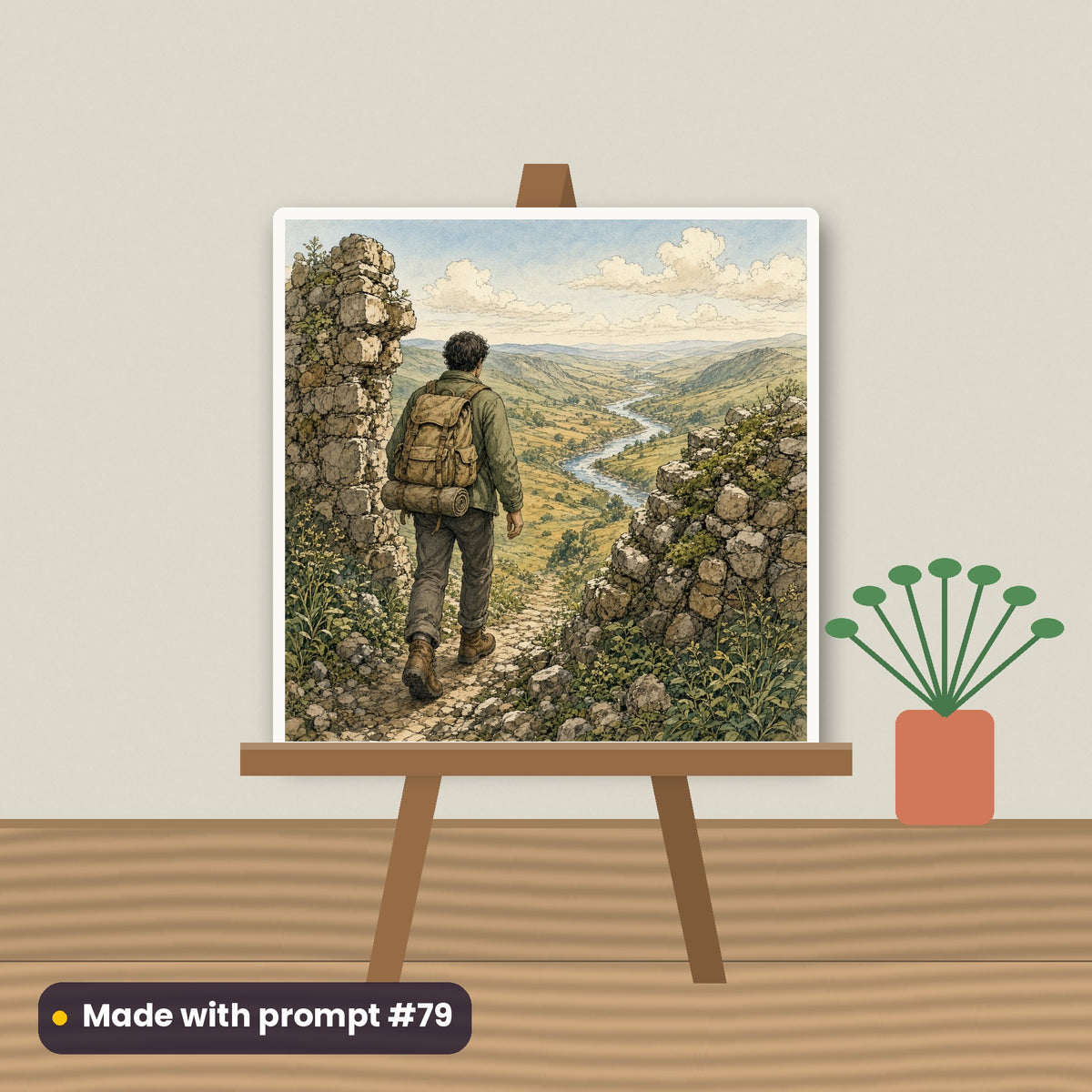 Self-Help and Personal Development, Painterly & Handmade Collection: flat mockup of a ceramic tile on an easel, artwork made with prompt #79