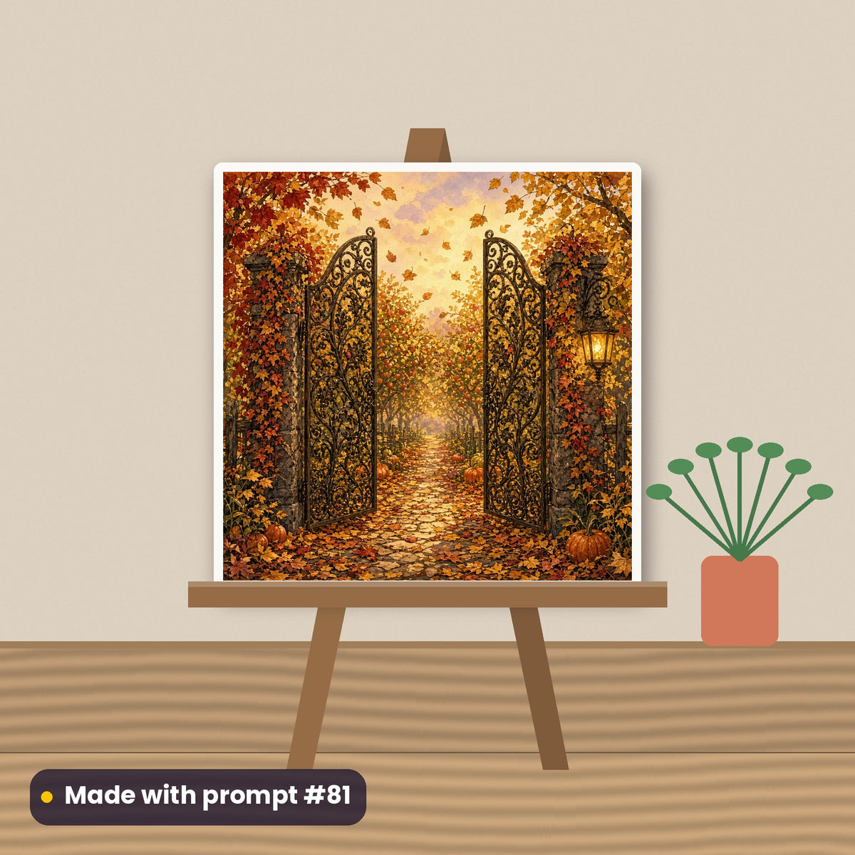 Self-Help and Personal Development, Vintage & Whimsical Collection: flat mockup of a ceramic tile on an easel, artwork made with prompt #81