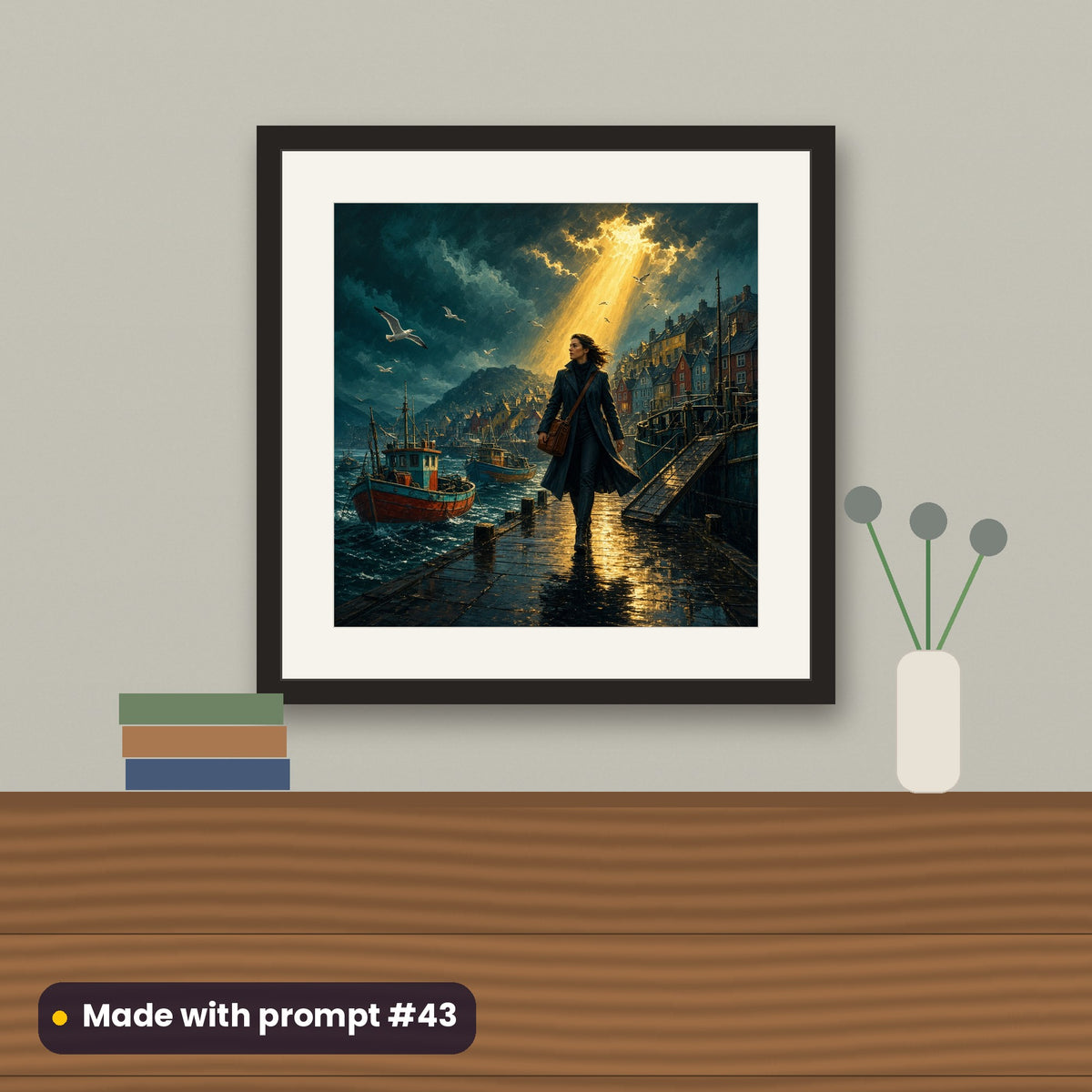 Business and Entrepreneurship, Cinematic & Bold Collection: flat mockup of a framed print on a wall, artwork made with prompt #43