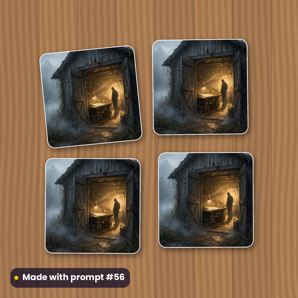 Business and Entrepreneurship, Cinematic & Bold Collection: flat mockup of a set of four coasters, artwork made with prompt #56