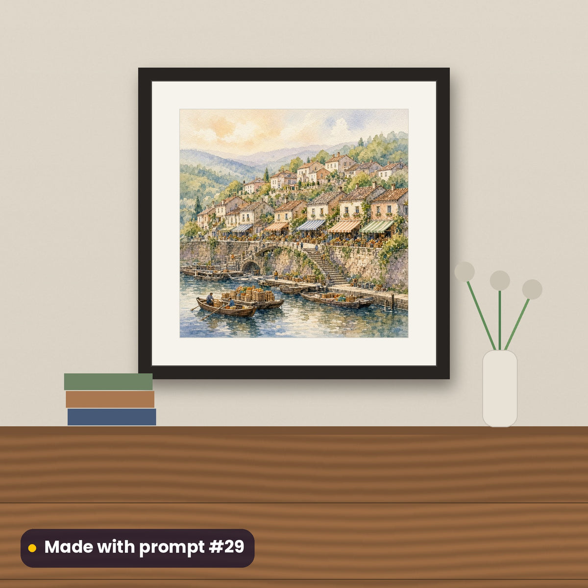 Business and Entrepreneurship, Painterly & Handmade Collection: flat mockup of a framed print on a wall, artwork made with prompt #29