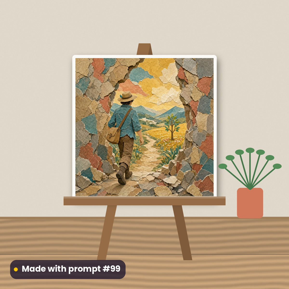 Business and Entrepreneurship, Painterly & Handmade Collection: flat mockup of a ceramic tile on an easel, artwork made with prompt #99