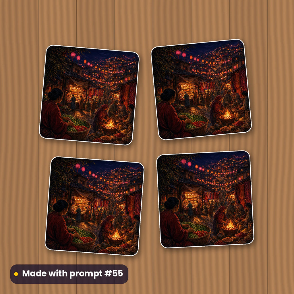 Money and Finance, Cinematic & Bold Collection: flat mockup of a set of four coasters, artwork made with prompt #55