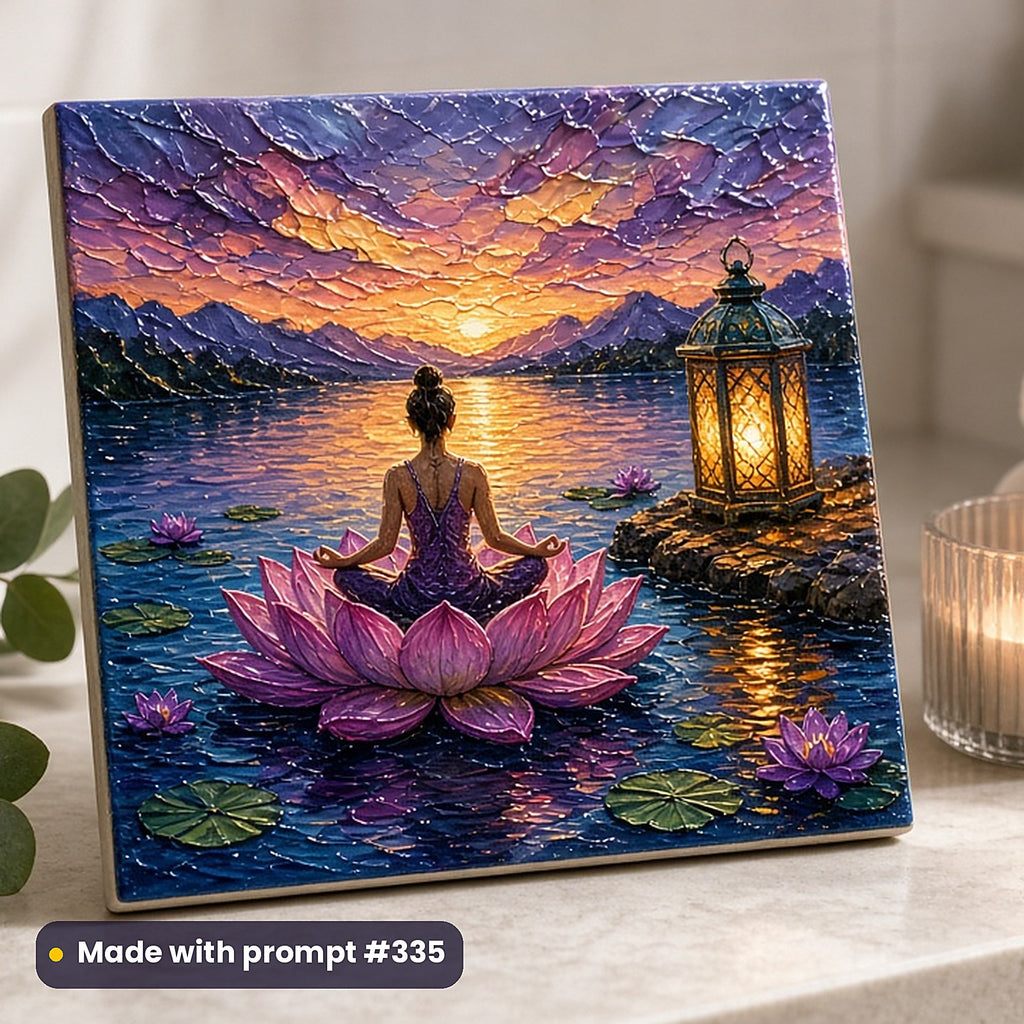 500 Wellness Art Prompts Library: Made with prompt #335 – realistic UV-printed mockup (Oil Painting — Fire and Light)