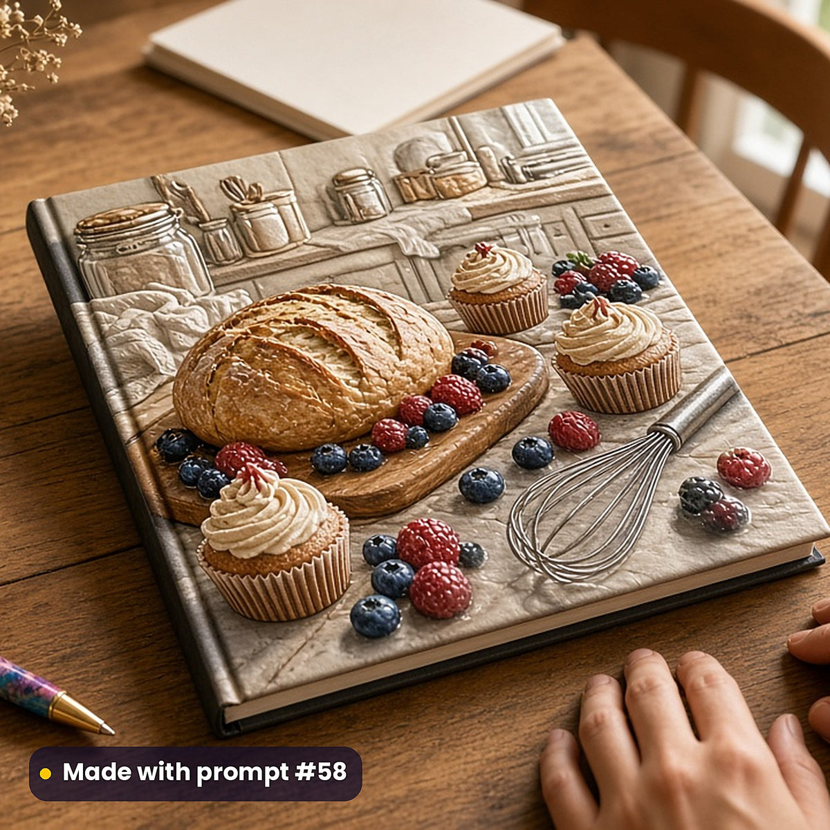 Cookbooks and Baking, Clean & Graphic Collection: Made with prompt #58 – realistic UV-printed mockup