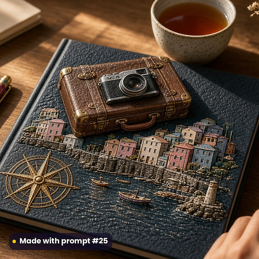 Travel Guides and Journals, Cinematic & Bold Collection: realistic UV-printed mockup, made with prompt #25
