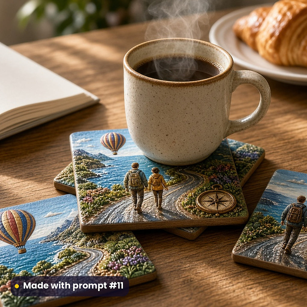 Travel Guides and Journals, Painterly & Handmade Collection: realistic UV-printed mockup, made with prompt #11