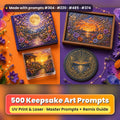 500 Keepsake Art Prompts Library: Made with prompts #304 · #220 · #485 · #374 – realistic UV-printed mockup