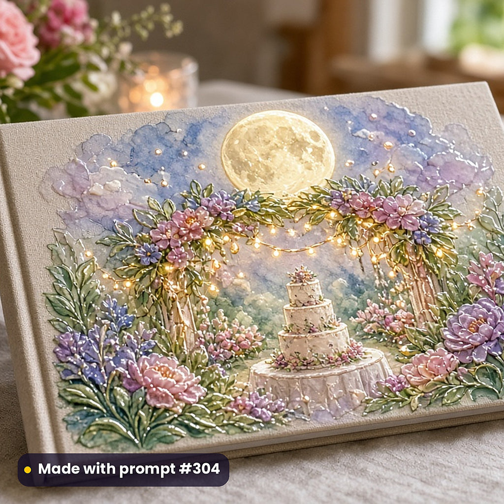 500 Keepsake Art Prompts Library: Made with prompt #304 – realistic UV-printed mockup (Watercolour — Moonlit Scene)