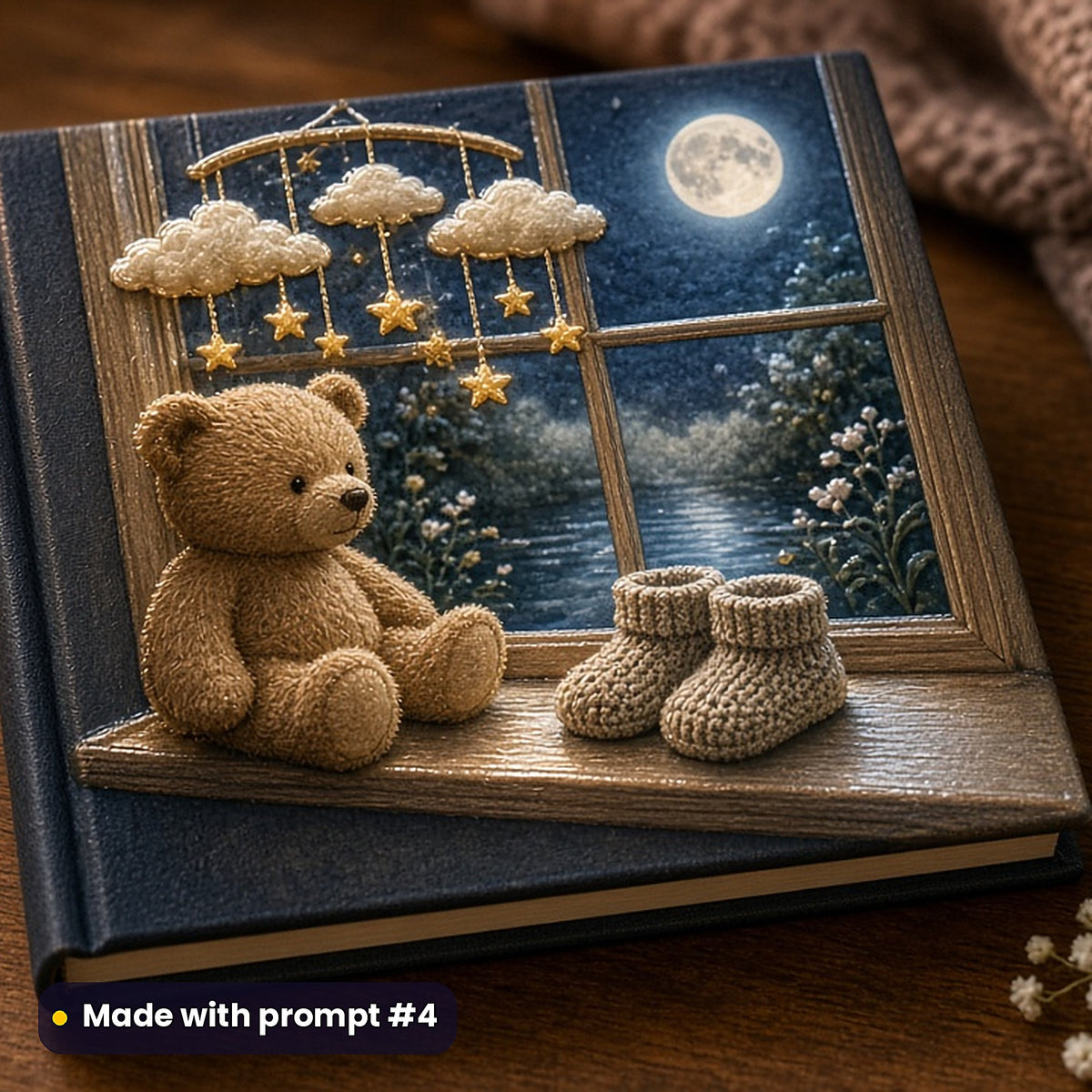 Guest Books and Keepsakes, Vintage & Whimsical Collection: realistic UV-printed mockup, made with prompt #4