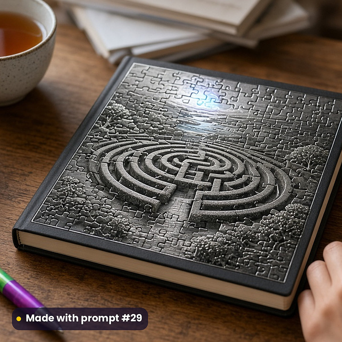 Puzzle and Activity Books, Clean & Graphic Collection: Made with prompt #29 – realistic UV-printed mockup