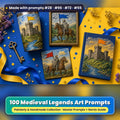 Medieval Legends, Painterly & Handmade Collection: realistic UV-printed mockup, made with prompts #28 · #96 · #72 · #55