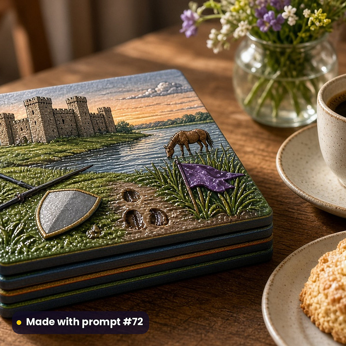 Medieval Legends, Painterly & Handmade Collection: realistic UV-printed mockup, made with prompt #72