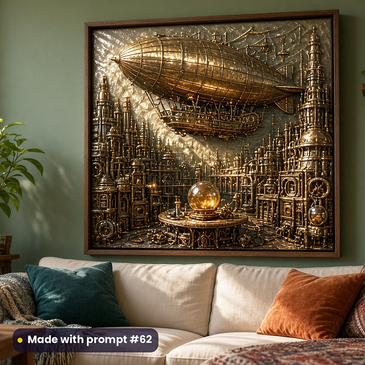 Steampunk Realms, Clean & Graphic Collection: Made with prompt #62 – realistic UV-printed mockup