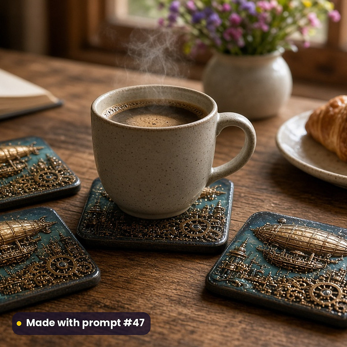 Steampunk Realms, Clean & Graphic Collection: Made with prompt #47 – realistic UV-printed mockup