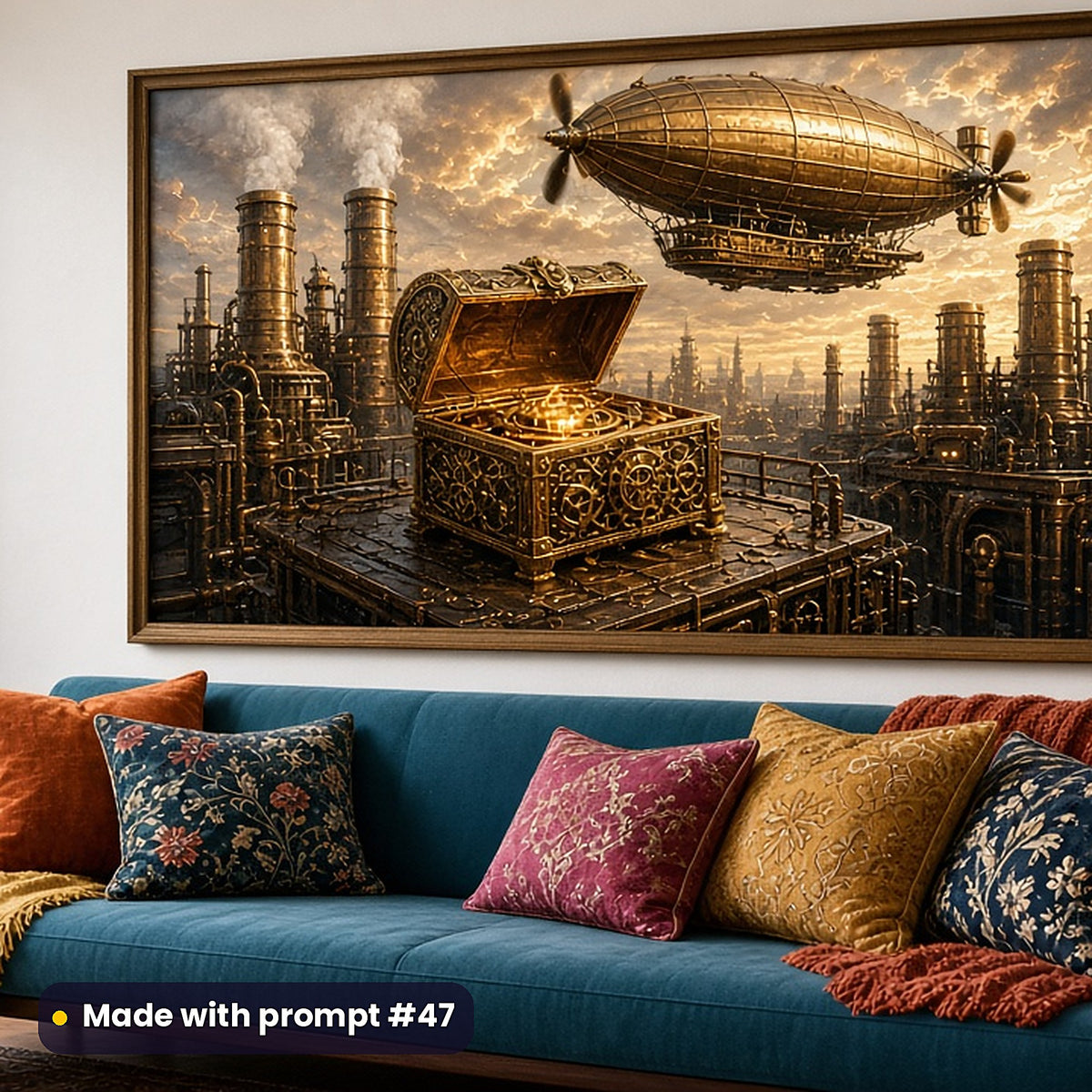 Steampunk Realms, Painterly & Handmade Collection: realistic UV-printed mockup, made with prompt #47