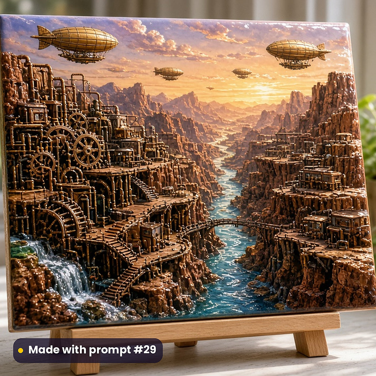 Steampunk Realms, Painterly & Handmade Collection: realistic UV-printed mockup, made with prompt #29