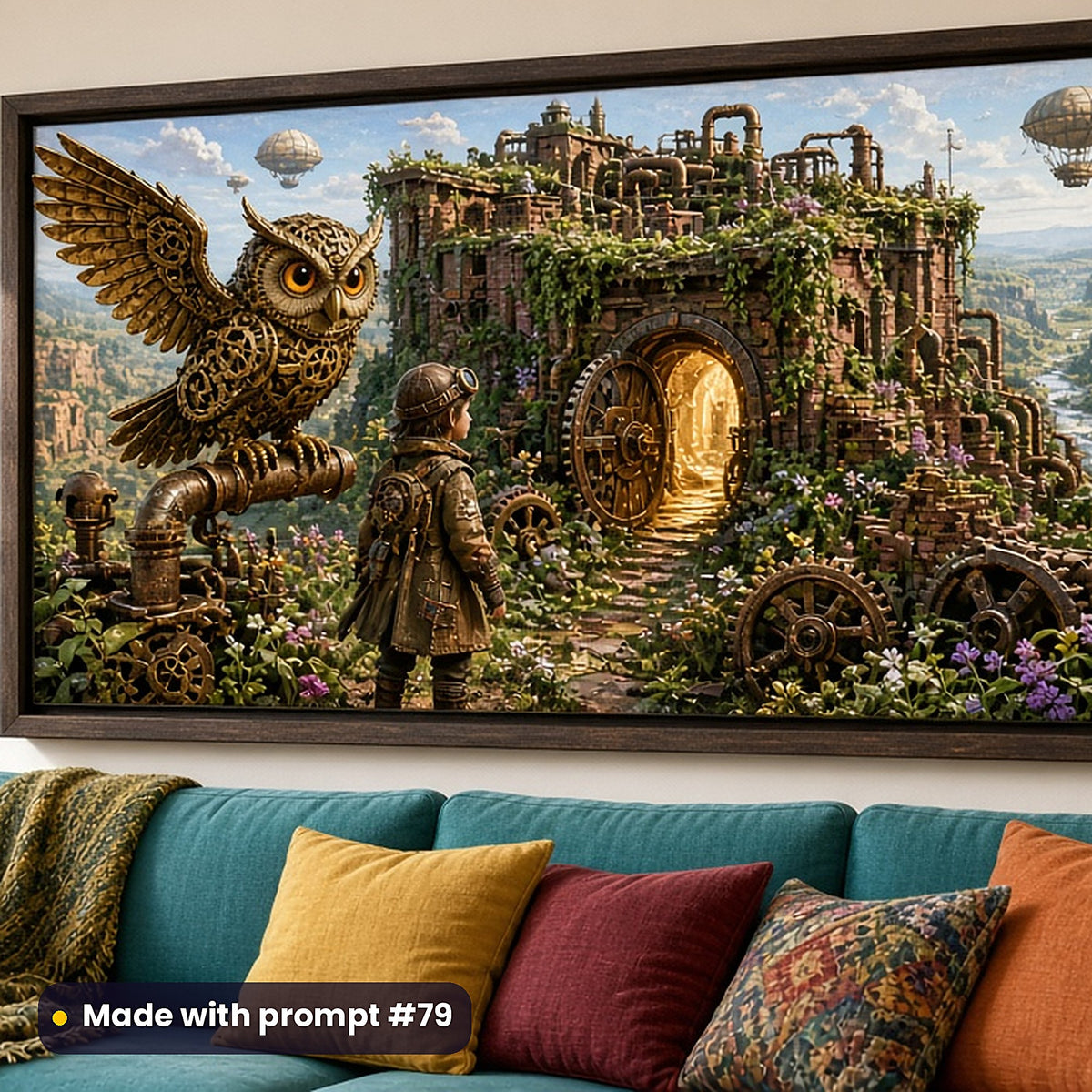 Steampunk Realms, Vintage & Whimsical Collection: realistic UV-printed mockup, made with prompt #79