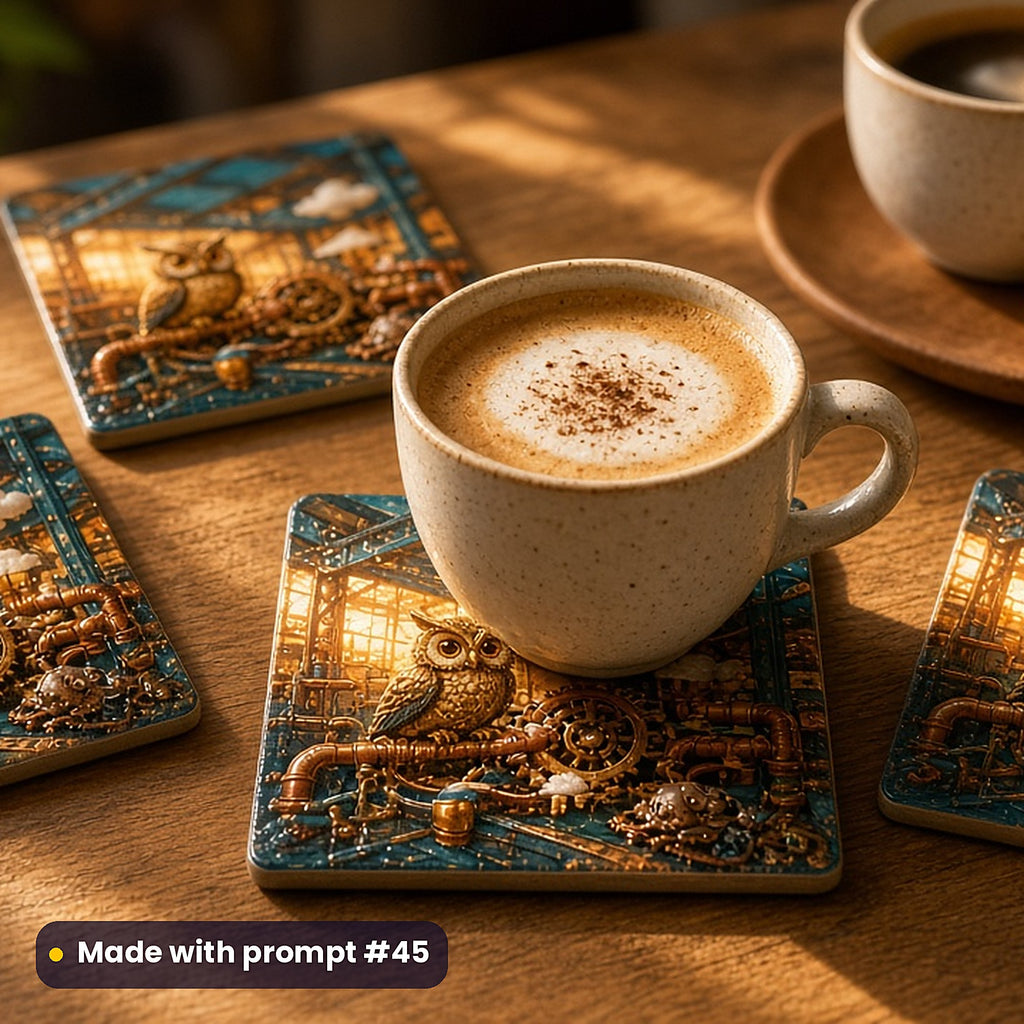 Steampunk Realms, Vintage & Whimsical Collection: realistic UV-printed mockup, made with prompt #45