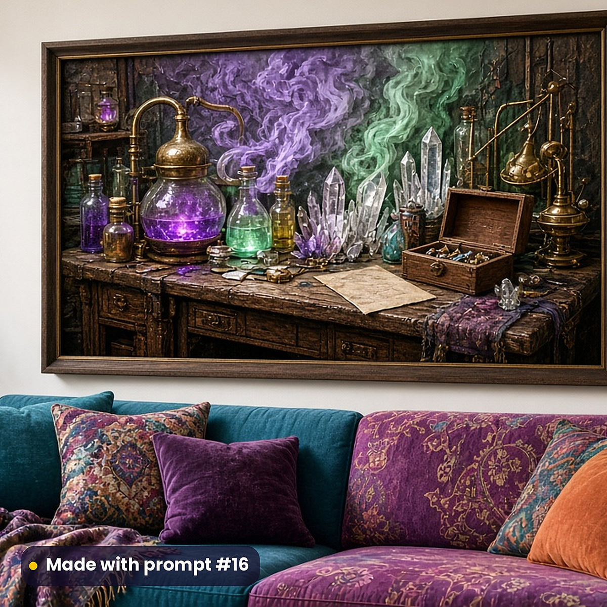 Alchemy and Occult Curiosities, Painterly & Handmade Collection: realistic UV-printed mockup, made with prompt #16