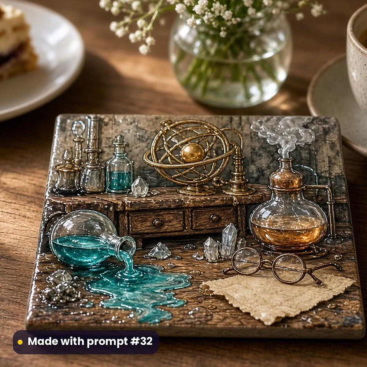 Alchemy and Occult Curiosities, Painterly & Handmade Collection: realistic UV-printed mockup, made with prompt #32