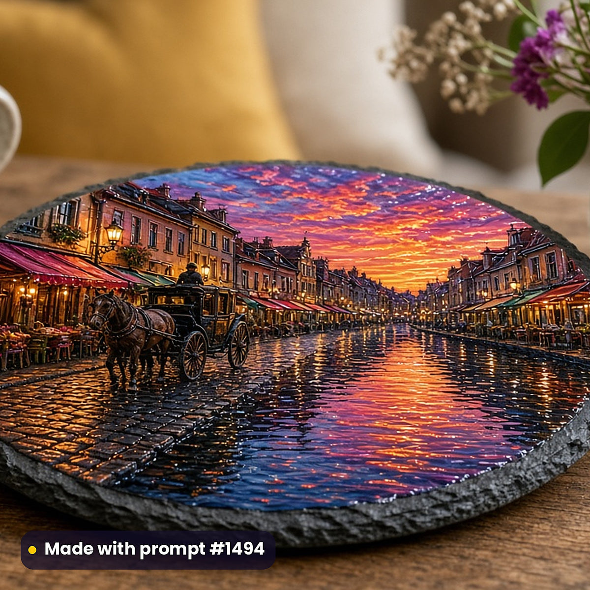 2,500 Fantasy Sci-Fi Saga Art Prompts Bundle: Made with prompt #1494 – realistic UV-printed mockup (Flagship Bestseller — Reflective Water)