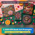 2,500 Gift Book Art Prompts Bundle: Made with prompts #1913 · #455 · #2078 · #1240 – realistic UV-printed mockup