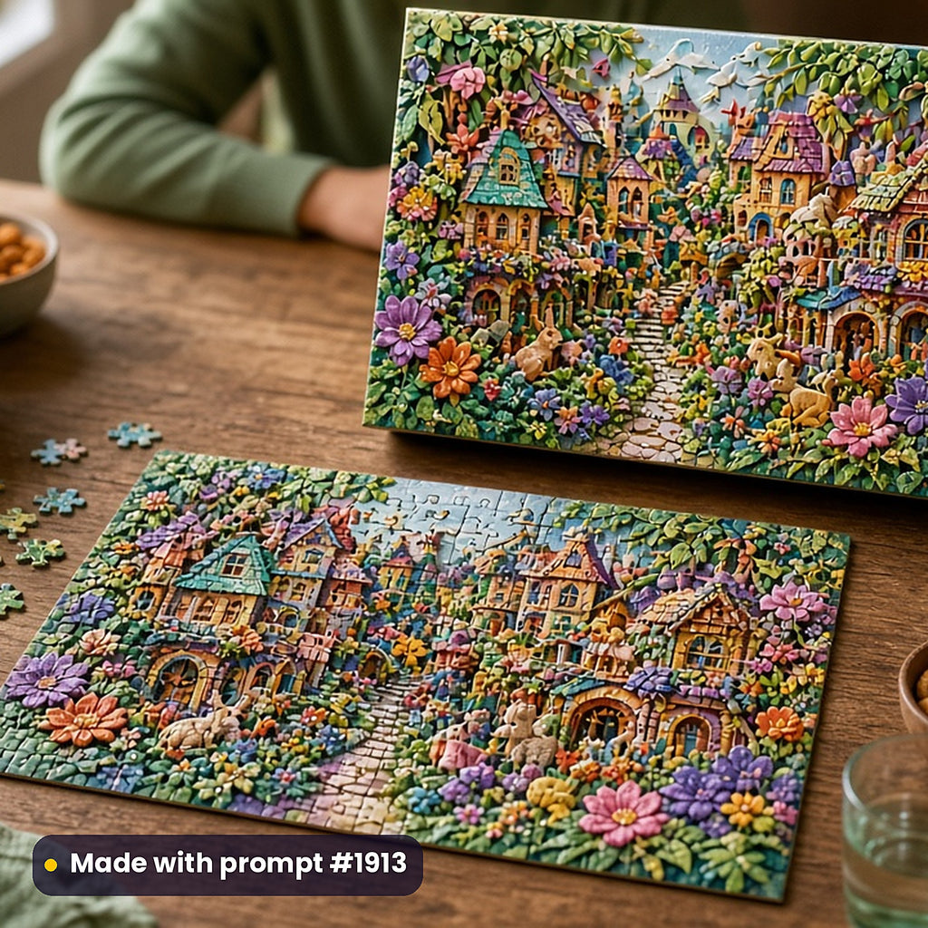 2,500 Gift Book Art Prompts Bundle: Made with prompt #1913 – realistic UV-printed mockup (Collage Style — Nature Reclaimed)