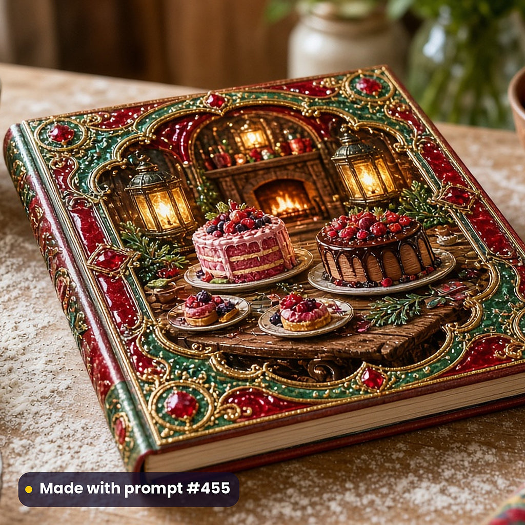 2,500 Gift Book Art Prompts Bundle: Made with prompt #455 – realistic UV-printed mockup (Gift Edition — Fire and Light)