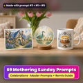 Mothering Sunday prompt pack: 69 master prompts + Remix Guide, with a UV-printed greeting card, acrylic ornament and mug set made with prompts #3, #1 and #5