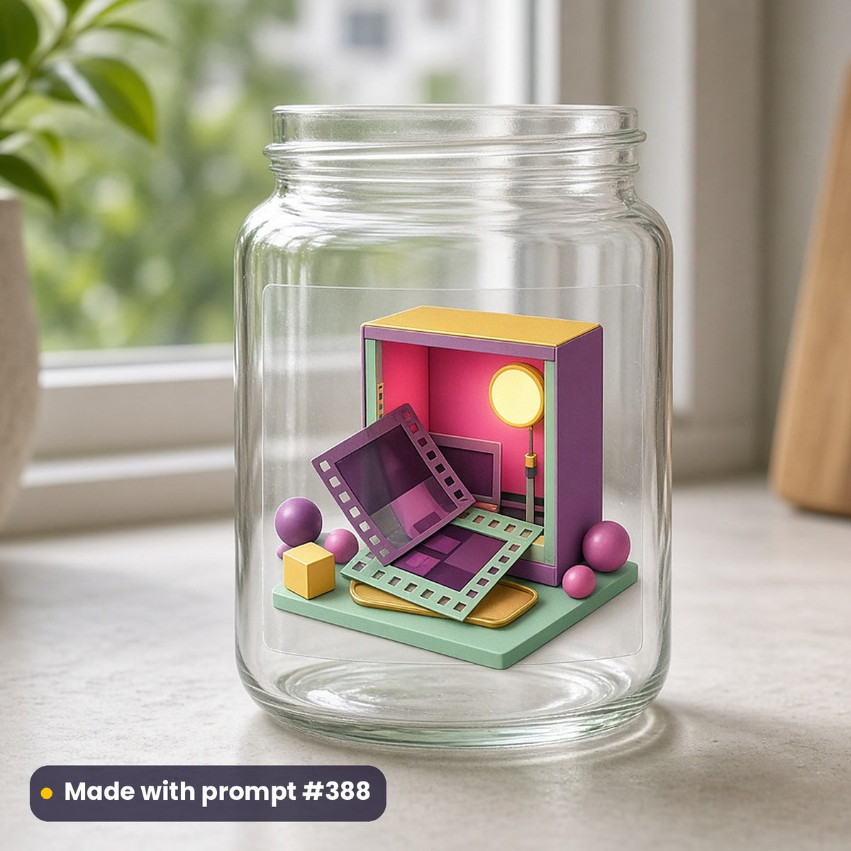 World Photography Day artwork printed on a UV DTF decal on glass: photo light box with negatives, premium sculpted 3d style, made with prompt #388 from this pack