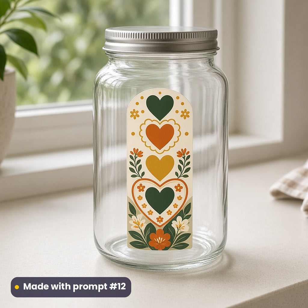 World Photography Day artwork printed on a UV DTF decal on glass: photo booth strip of hearts and flowers, minimal bold graphic style, made with prompt #12 from this pack