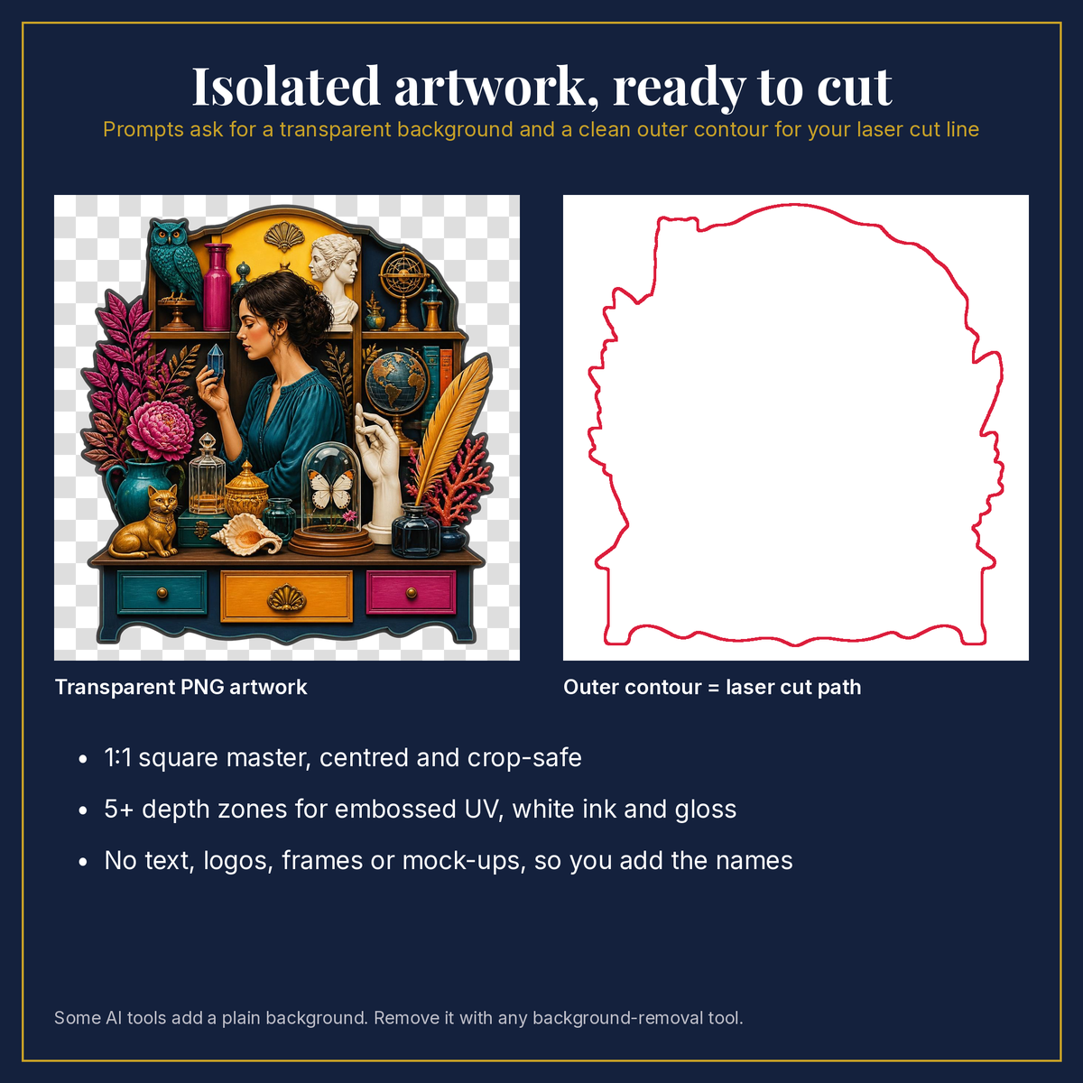 Transparent artwork and laser cut outline example
