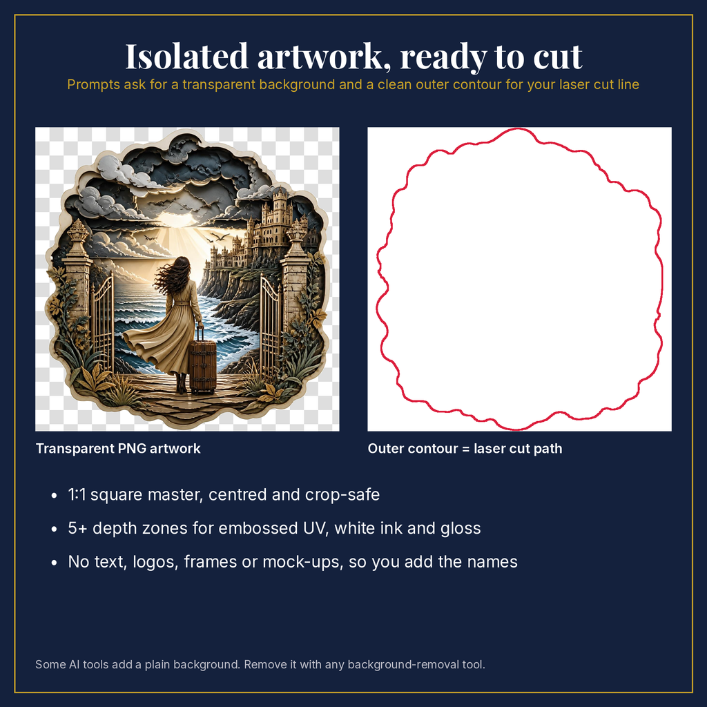 Transparent artwork and laser cut outline example