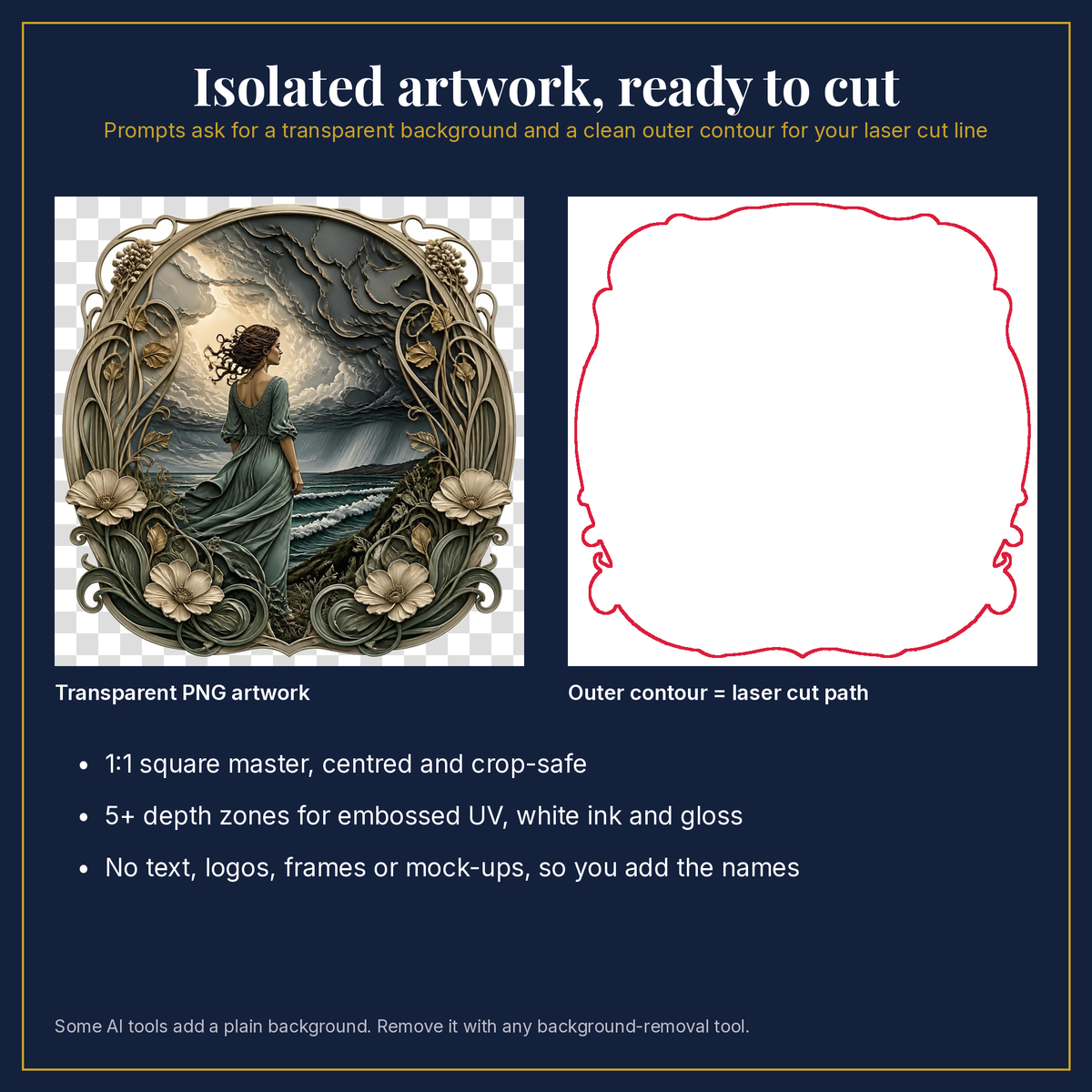 Transparent artwork and laser cut outline example