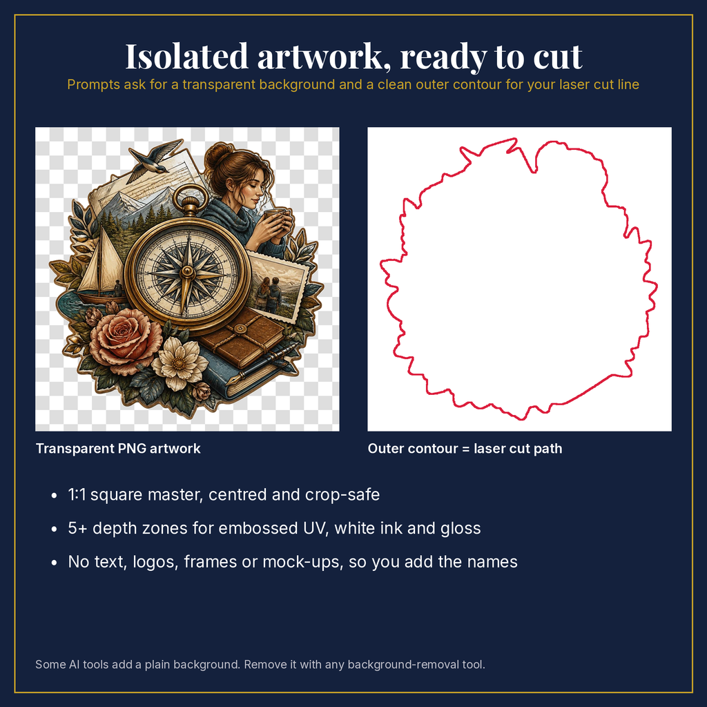 Transparent artwork and laser cut outline example