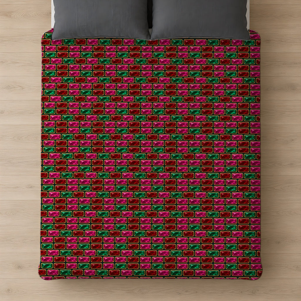 Stacked Gem Bars Comforter on a bed, seen from above