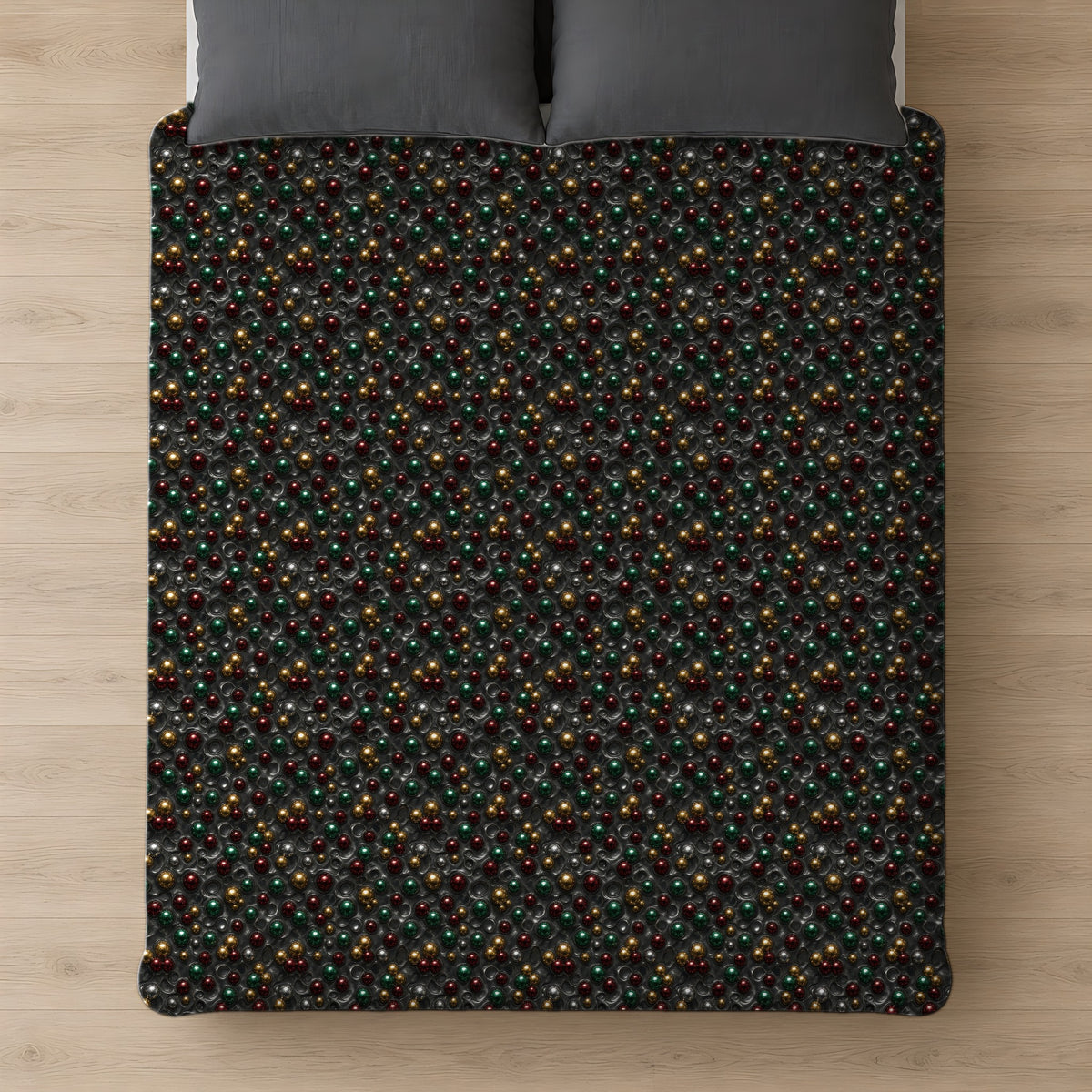 Jewel Bubble Clusters Cotton Duvet Cover on a bed, seen from above