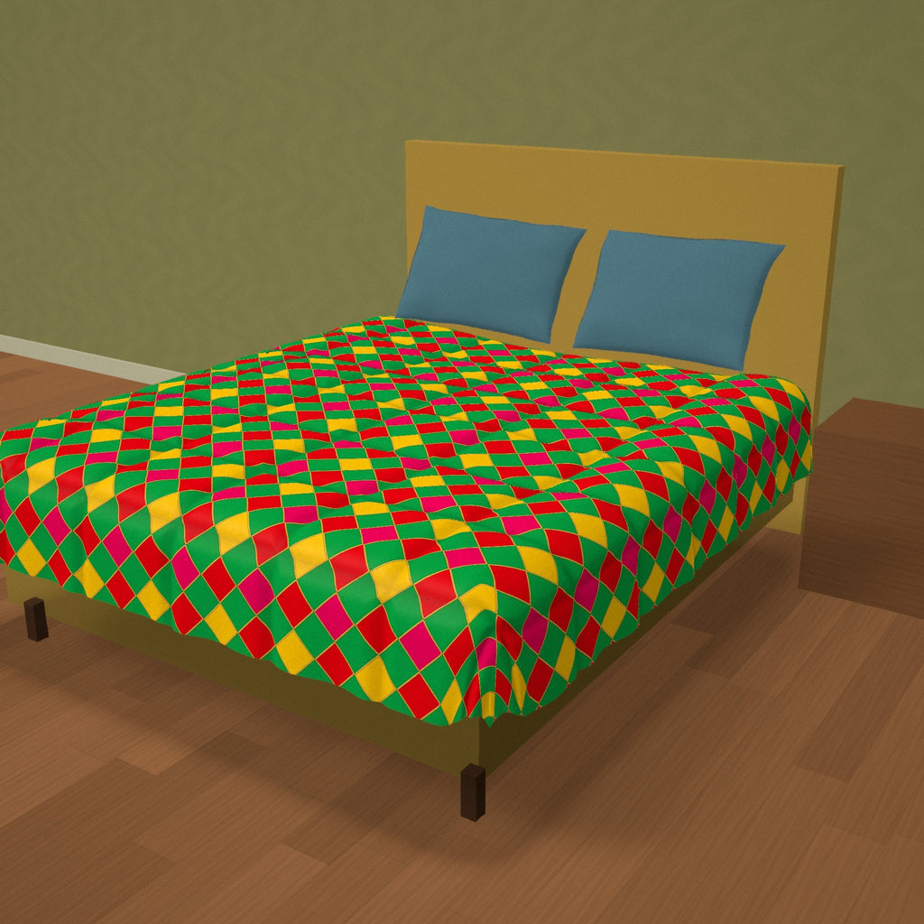 Jewel Harlequin Check Comforter on a made bed