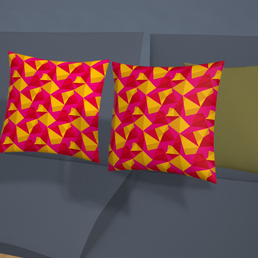 Faceted Gold Panels Faux Suede Cushion styled on a sofa