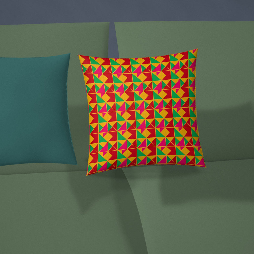 Jewel Block Quilt Faux Suede Cushion styled on a sofa