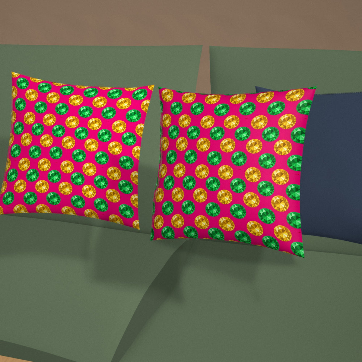 Half-Drop Gem Grid Faux Suede Cushion styled on a sofa