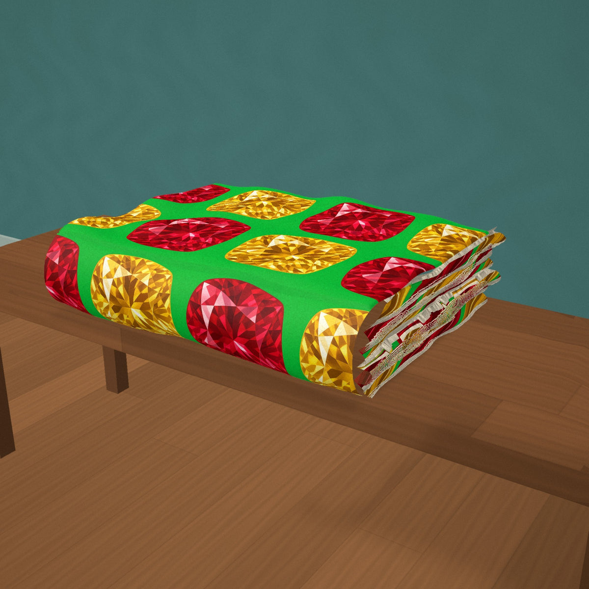 Giant Cut Gem Grid Sherpa Fleece Blanket styled in a cosy room