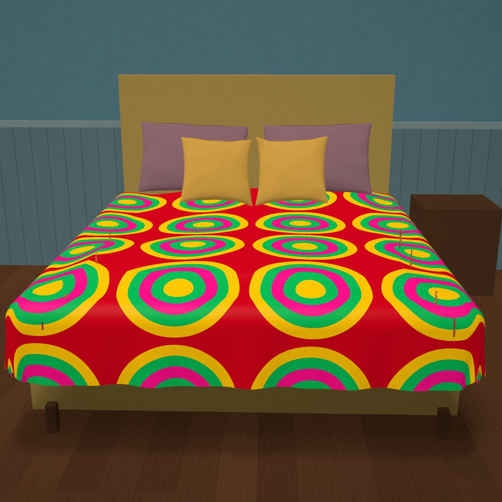Mega Ring Grid Cotton Duvet Cover on a made bed