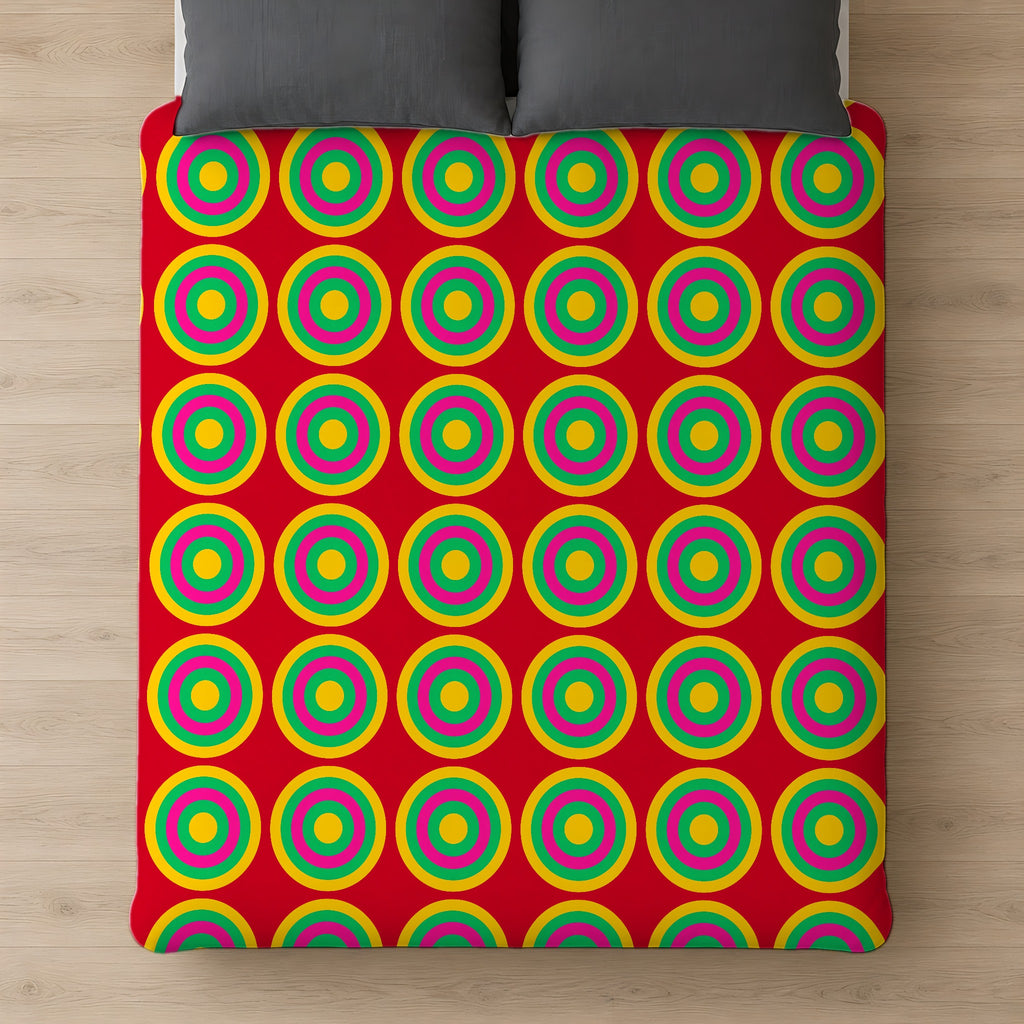 Mega Ring Grid Cotton Duvet Cover on a bed, seen from above
