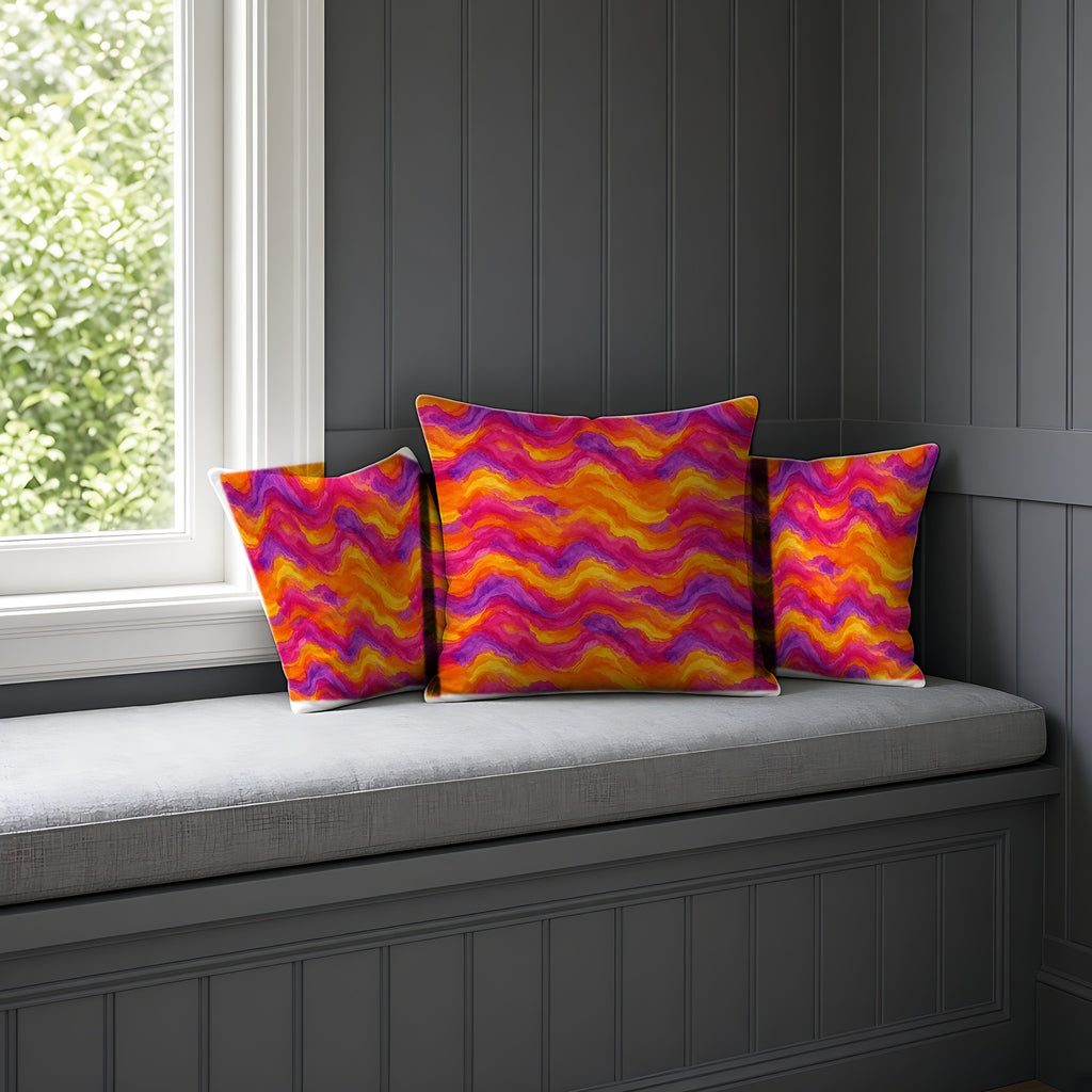 Ombre Wash Bands Faux Suede Cushion on a window seat