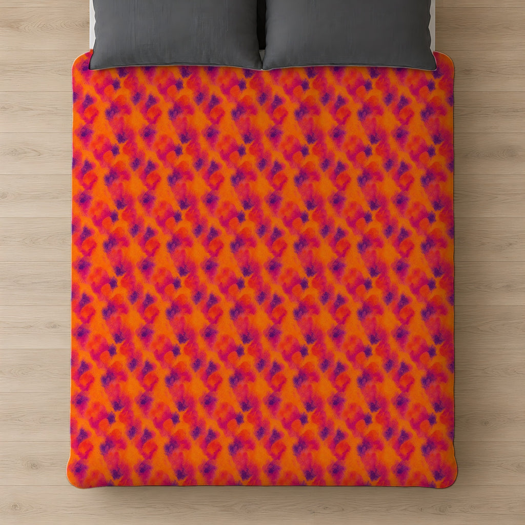Granulated Colour Pools Cotton Duvet Cover on a bed, seen from above