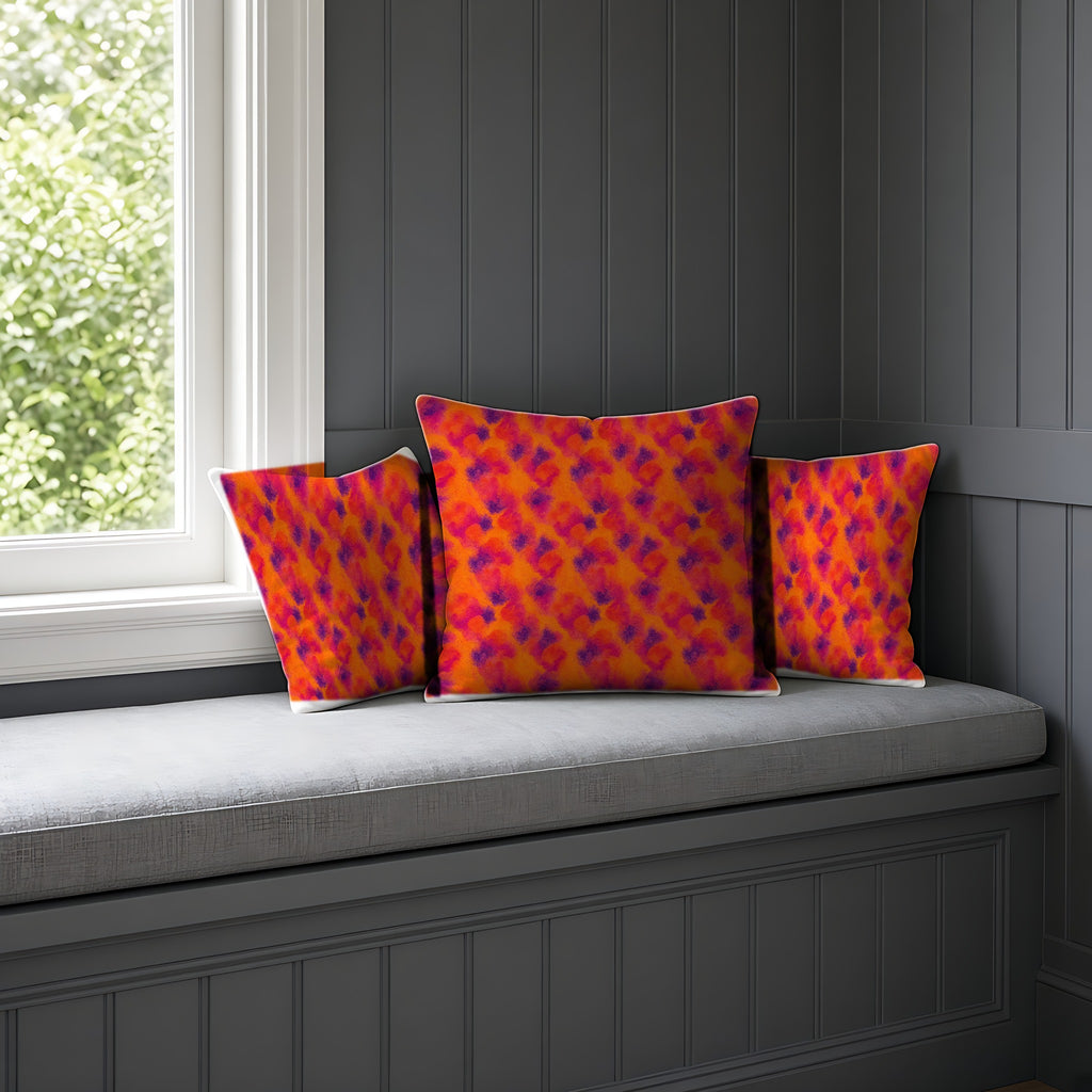 Granulated Colour Pools Faux Suede Cushion on a window seat