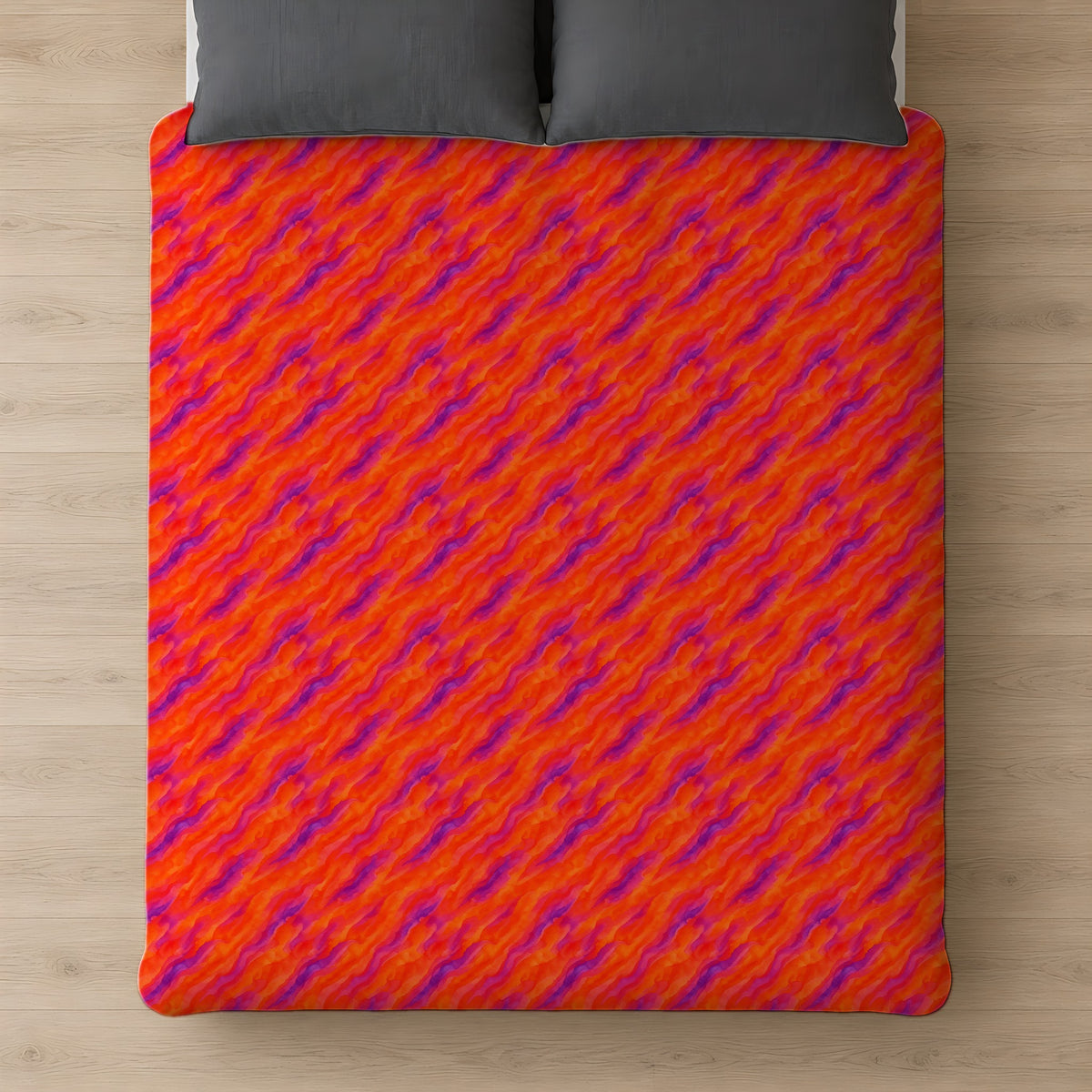 Wash Ribbon Drift Cotton Duvet Cover on a bed, seen from above